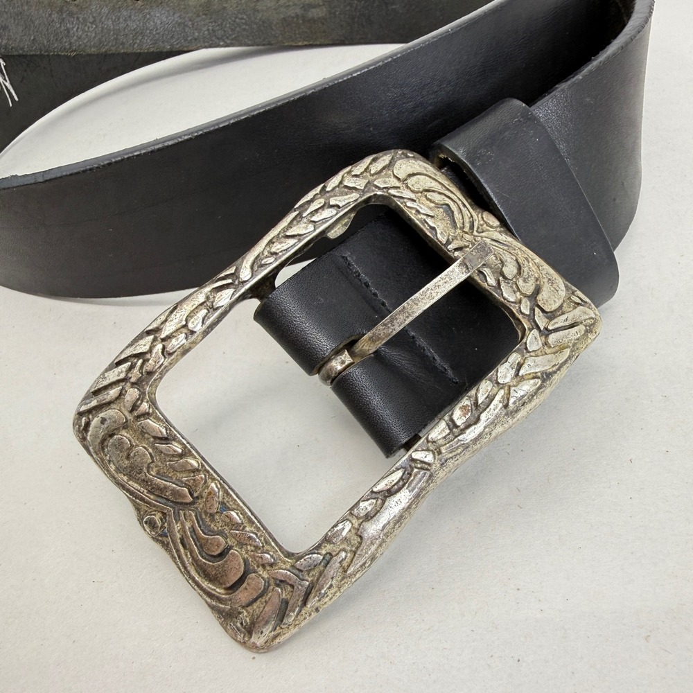 Sally Gissing London for Neiman Marcus Black Leather Belt Ornate Buckle Vintage